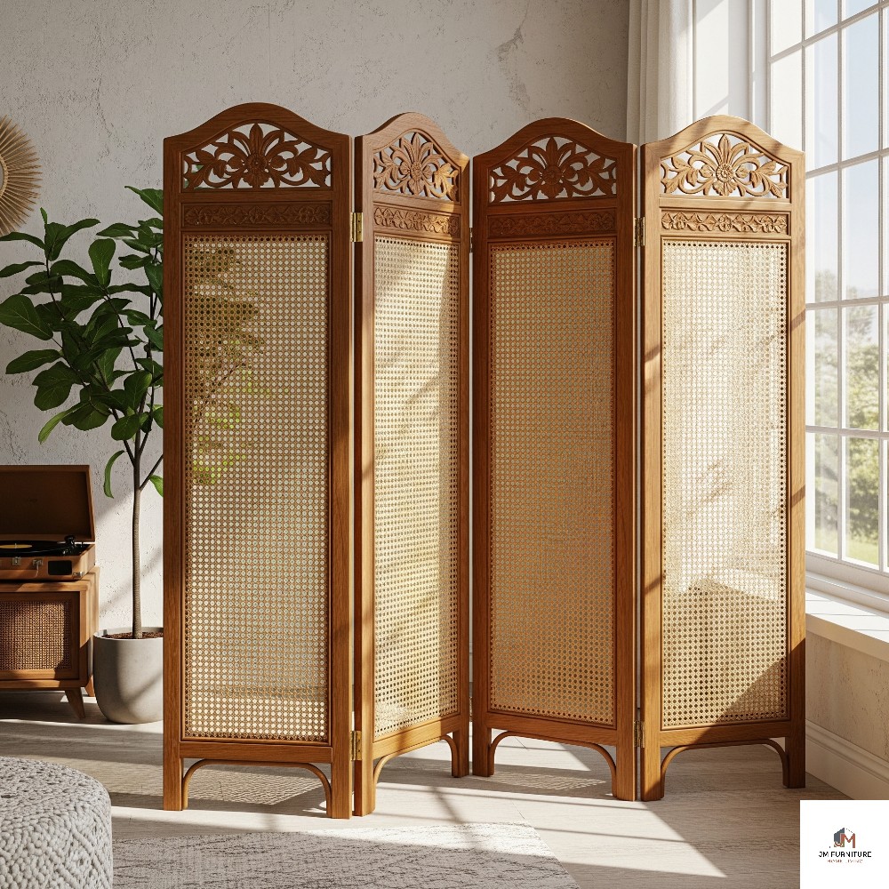 floral cane room divider