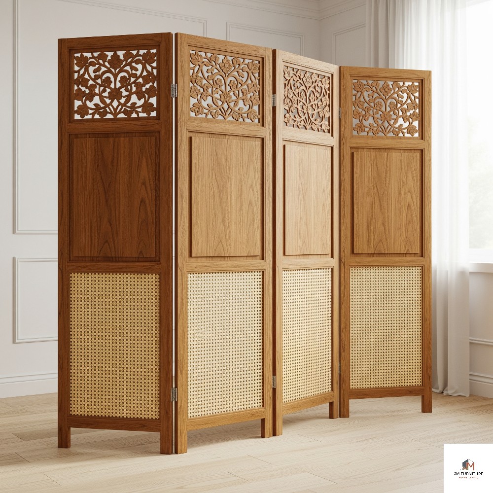 timber cane room divider